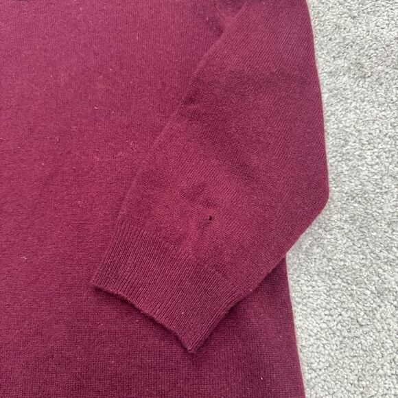 J.Crew Italian Cashmere Crew Neck Pullover Sweater Women Small Maroon 3/4 Sleeve - Picture 12 of 13